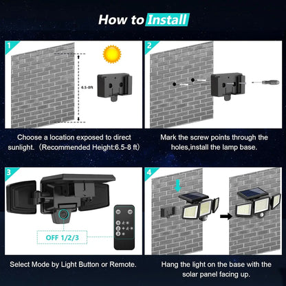 Triple Head Solar Light